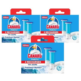 Canard WC - Recharges Fresh Disc Marine – Bloc Sans Cage Nettoyant WC - 3x100 Jours De Nettoyage Puissant – 6 Recharges