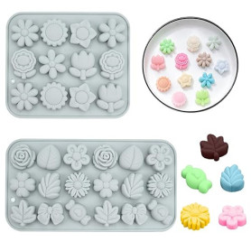 2 Moules à Fondants Fleurs Silicone,Sans BPA Moule Silicone Fleur Bonbon,15.4*12.8 cm/20.6*11cm Moules à Bonbons et Chocolat,Ant