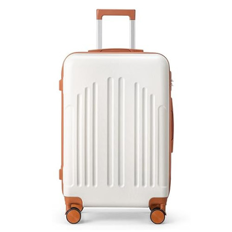 LEADZM Valise Cabine Rigide en ABS Léger, Bagage Cabine 55x35x25, Valise Soute Suitcase de Voyage avec 4 roulettes Spinner (Beig