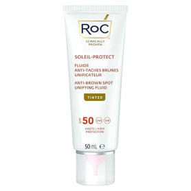 RoC - Soleil-Protect Fluide Anti-Taches Brunes Teinté Unificateur SPF 50 - Hydratant pour le Visage - Filtres Anti-UVA et Anti-U