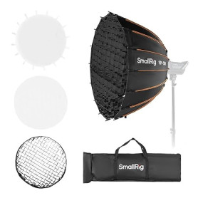 SMALLRIG Softbox Parabolique FP-90 35.4" avec Monture Bowens, Dégagement Rapide avec Grille en Nid d'abeille et Diffuseurs, pour
