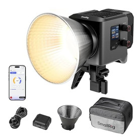 SMALLRIG RC 220B Pro 220W Lampe Vidéo COB, Bicolore 2700 K-6500 K, contrôle par APP, Lampe à Monture Bowens, Support de 3 méthod