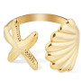 Bague Coquillage Étoile de Mer, Bague Étoile de Mer Dorée Acier Inoxydable Bague Coquillage Réglable Artistique Bijoux Étoile de