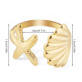 Bague Coquillage Étoile de Mer, Bague Étoile de Mer Dorée Acier Inoxydable Bague Coquillage Réglable Artistique Bijoux Étoile de