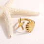 Bague Coquillage Étoile de Mer, Bague Étoile de Mer Dorée Acier Inoxydable Bague Coquillage Réglable Artistique Bijoux Étoile de