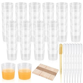 52 Pcs 30 ml Tasses à Mesurer en Plastique, Tasses à Mesurer Graduées pour Resine Epoxy, Verres Doseur, Gobelet Doseur pour Bric