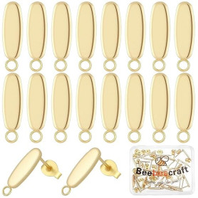 Beebeecraft Boucles d'oreilles à Clous en Acier Inoxydable 30 pièce avec Boucle Apprêts pour Boucles d'oreilles Ovales de 24mm P