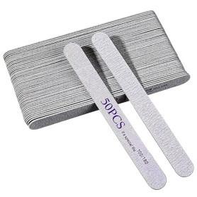 50 PCS Limes à Ongles Professionnelles 100/180 Double Face, Limes Lavables, Outil Manucure pour Ongles Gel Acrylique Naturels, A