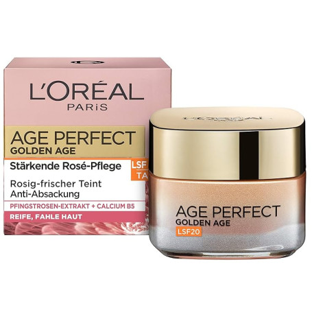 L'Oréal Paris Tagespflege, Age Perfect Golden Age, Anti-Aging Gesichtspflege, Festigung und Glanz, Für reife und fahle Haut, LSF