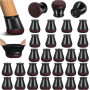 32 pièces Protection Pied de Chaise, Patins pour Chaises en Silicone avec Feutre épaissi, Noir Petit Patin de Chaise Protections