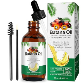 Huile de Batana pour Cheveux 60 ml, 100% Pure Pressée à Froid, Favorise la Croissance, Nourrit le Cuir Chevelu, Prévient la Chut