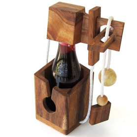 CASSE TÊTE pour BOUTEILLE de Bière. Jeu puzzle en bois massif aux normes CE, marque française Le Délirant®, difficulté 3/6. Tent