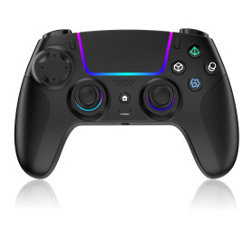 JORREP Manette sans fil pour PS5/Pro/Steam Deck/PC/MAC/iOS/Android10, manette de jeu avec éclairage RVB/double vibration/turbo/p