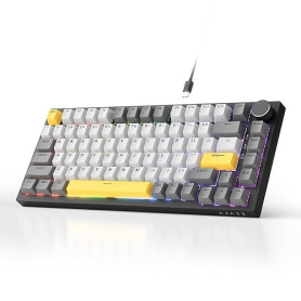 Clavier mécanique filaire AJAZZ AK820, clavier de jeu à 75 % avec bouton de contrôle du volume, touches PBT, 82 touches, coussin