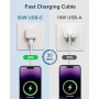 Cable iPhone 17 16 15 [1M+2M/Lot de 2], 60W Cable USBC USBC Charge Rapide Câble Type C cable Chargeur USB C 2M Fil iphone Cordon