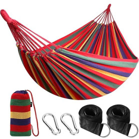 Anyoo Hamac d'extérieur de Camping, en Plein air Portable en Toile, Léger avec Sangles respectueuses des Arbres, Sac de Transpor