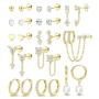 Adramata Boucles d'Oreilles Femme Or Argent Hypoallergéniques Boucles d'Oreilles Femme Acier Inoxydable Boucle d'Oreille Pendant