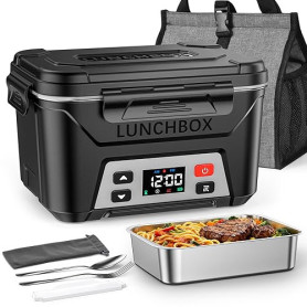 Docusvect Gamelle chauffante batterie, Lunch box chauffante rechargeable avec Chauffage Programmable, Chauffe plat électrique 1,