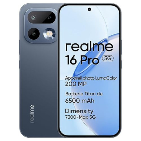 realme 16 Pro 5G Smartphone, 8Go+512Go, Écran AMOLED 144Hz 6,78", Batterie 6500mAh, Caméra 200MP OIS, IP69K, Charge Rapide 45W,