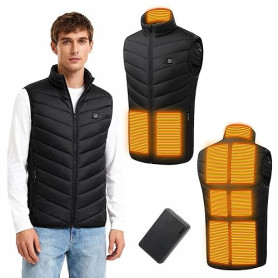 GothicBride Gilet chauffant pour homme et femme, avec batterie externe de 10 000 mAh et 9 zones de chauffage, 3 températures rég