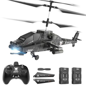 DEERC Hélicoptère télécommandé, Avion RC pour Enfants et Adultes, Hélicoptère RC 2,4 GHz, Temps de vol de 30 Minutes, lumières L