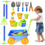 deAO Ensemble de Jardinage avec Brouette Enfants, Pelle, Râteau, Pots de Plantes, Arrosoir, 15PCS Kit de Jeu avec Outils de Jard