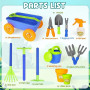 deAO Ensemble de Jardinage avec Brouette Enfants, Pelle, Râteau, Pots de Plantes, Arrosoir, 15PCS Kit de Jeu avec Outils de Jard