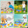 deAO Ensemble de Jardinage avec Brouette Enfants, Pelle, Râteau, Pots de Plantes, Arrosoir, 15PCS Kit de Jeu avec Outils de Jard