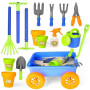 deAO Ensemble de Jardinage avec Brouette Enfants, Pelle, Râteau, Pots de Plantes, Arrosoir, 15PCS Kit de Jeu avec Outils de Jard