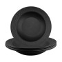 hocadon 6x Assiette Creuse Noir 22x3,5cm Assiettes Service de Table Plastique Reutilisable Assiette pour Nouilles, Salades, Stea