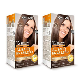 Kativa Lisseur brésilien Kativa (lot de 2) – Nouvelle formule à l’acide hyaluronique – Soin lissant professionnel à domicile – D