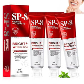 3PCS Dentifrice SP-8 Dentifrice Blanchissant, SP8 Dentifrice Probiotique, Probiotic Toothpaste, avec 8 Probiotiques, Élimine Les