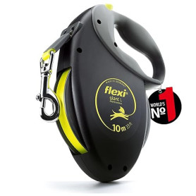 flexi® Giant Professional | Laisse rétractable à sangle de 10 m pour chiens jusqu'à 50 kg | Noir / jaune fluo | laisse à enroule