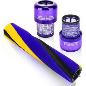 Barre de brosse fine et souple compatible avec Dyson V15 Detect Aspirateur avec 2 Pack V15 HEPA Post Filters, Brosse de Sol Soup