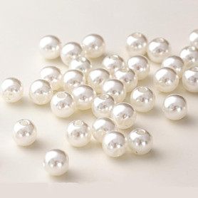 HERZONE environ 800 pièces de perles en couleur ivoire pour le bricolage, perles rondes de 8 mm en vrac pour la fabrication de b
