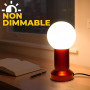 Lampe de Chevet Tactile, Lampe de Chevet Chambre, Lampe Chambre de Style Mid-Century Modern avec Globe et Base Métallique Rouge,