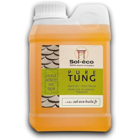 (Sol-éco) Huile Pure Tung | Protection et entretien du bois intérieur/extérieur | Contact alimentaire | Meubles de jardin, plan