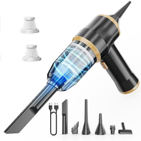 BELIBUY Mini-Aspirateur pour Voiture 15000 Pa – Aspirateur Portatif sans Fil à Main et Soplete à Air avec 2 Filtres, Idéal pour