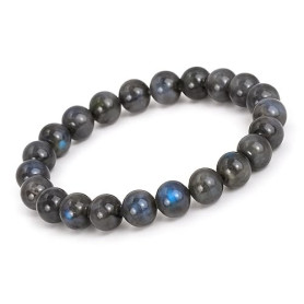 Bracelet chakra unique en labradorite avec des perles en pierre naturelle bleu-gris de 8 mm, fabriqué à la main pour femmes, hom