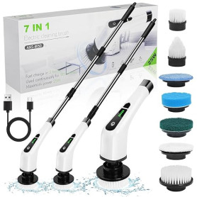 OSDUE Electrique Nettoyage Rotative, Brosse de Nettoyage Electrique, sans Fil avec 7 Têtes Brosse, Remplaçables Poignée d'extens