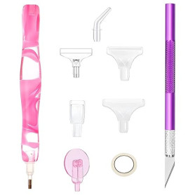 Yuiturt Stylo Diamant avec 7 Forets Diamantés, Accessoires Complets pour Broderie Diamant et Diamond Painting, Kit Loisirs Créat