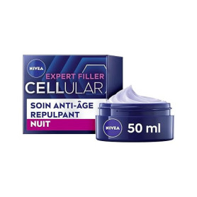NIVEA Cellular Expert Filler - Soin Visage Anti-Age Repulpant - Crème De Nuit - Hydrate, Raffermit, Redonne Volume & Réduit Ride