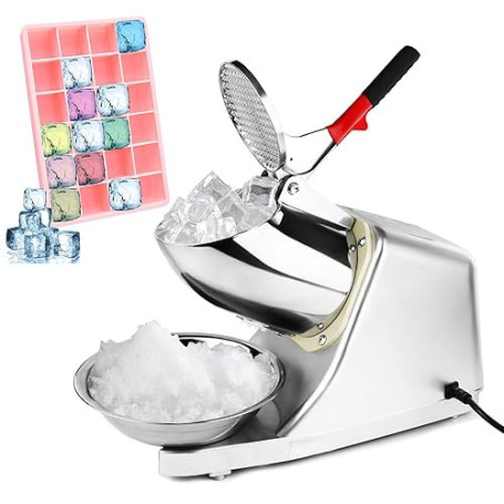 Broyeur à Glace électrique,Machine à Glace pilée 300W,220V-240V Acier Inoxydable à Double Couteau,Snow Cone Maker Machin Volume