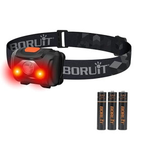 BORUIT Lampe Frontale LED Super Bright Lampes Frontales Rouge et Blanche 3 Piles AAA Lnclus 4 Modes Lampe Torche Pour Enfant Lec
