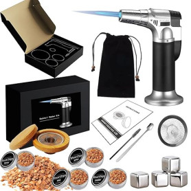 Kit de Fumoir Cocktail, Ensemble Fumeur Cocktail avec 4 Copeaux Bois, kit de Fumoir à L'ancienne pour Whisky et Bourbon, Cadeau