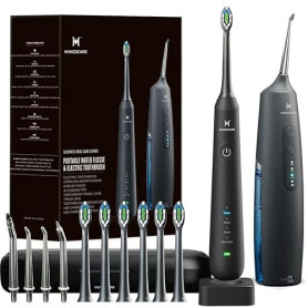 Kit de nettoyage buccal 2-1 - Hydropulseur dentaire et brosse à dents électrique - Brosse à dents et fil dentaire - Pour le nett