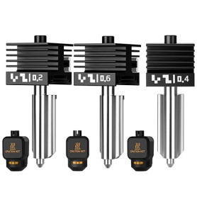 P2S/X2D Hotend Haute Vitesse Intégré Échange Rapide 0,2mm+0,4mm+0,6mm Buse Acier Trempé avec Protection Silicone Compatible with
