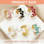 FOSLXIN Bracelet Fleurs Femme Dorées, Bracelets à Manchette Bracelet Ouvert en Or, Acier Inoxydable Parure Bijoux Ensemble Fleur