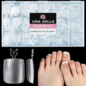 UNA GELLA Capsule Américaine Ongle Pieds Carrés, 504 Pièces 15 Tailles, Gel Doux Full Cover pour Orteils, Autocollants Acrylique
