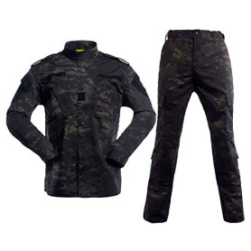 LANBAOSI Uniforme Tactique Homme Combat Chemise Militaire Veste et Pantalon Militaire Paintball Ensemble ACU de Chasse dans Les